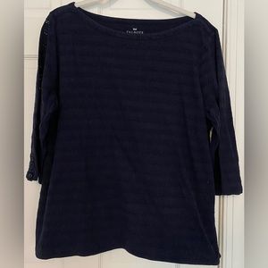 Talbots Navy Blue Eyelet 3/4 sleeve shirt Sz 1X